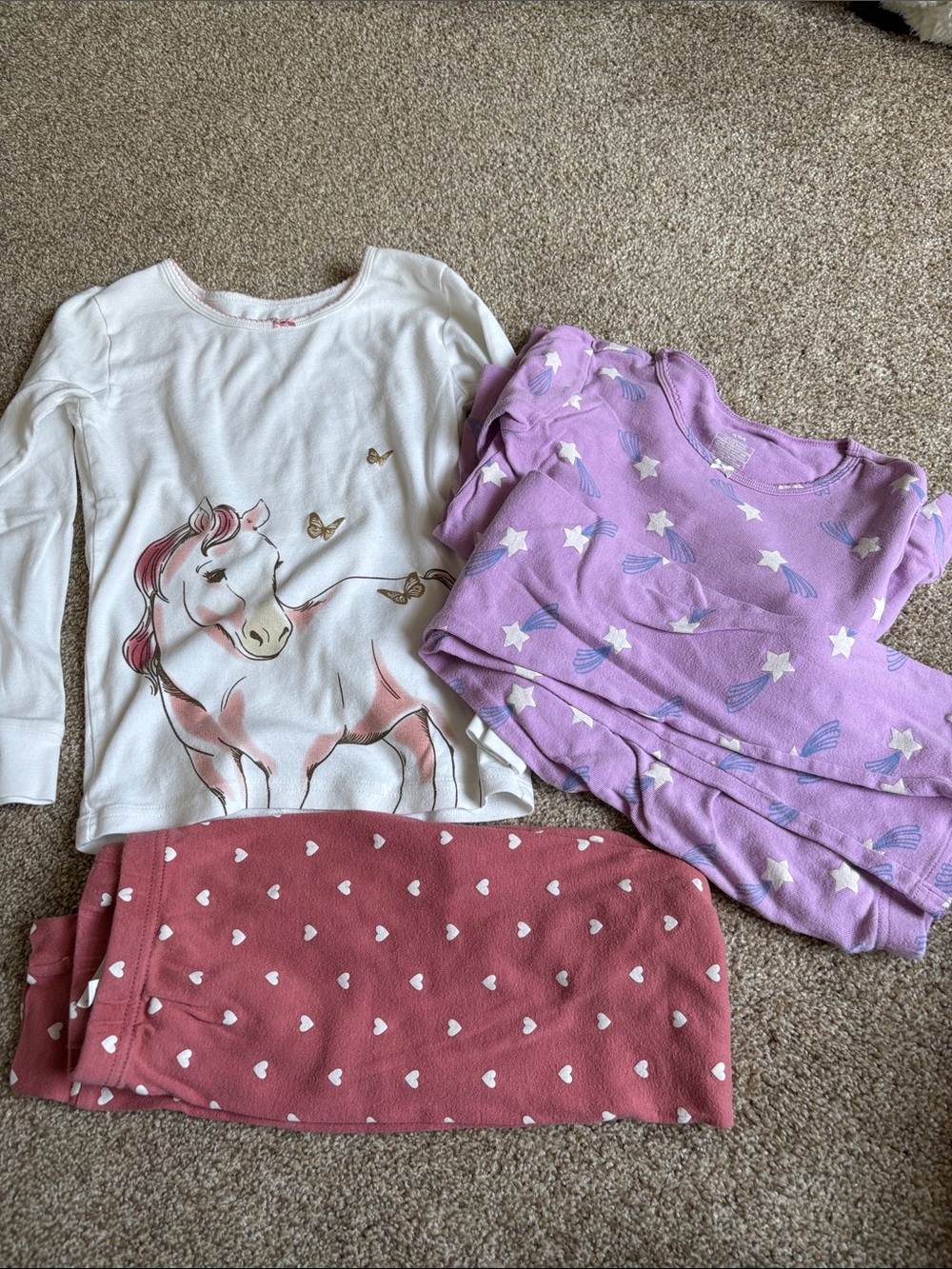 2 Pairs of Girls’ Horse & Star Pajamas - Long Sleeve & Pants from Carter’s